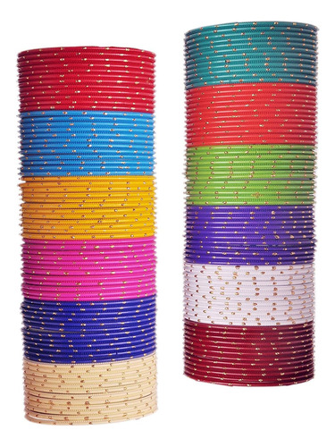 Jewarhaat Juego De Pulseras De Color Metálico Brillante Mult