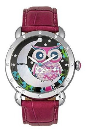 Bertha Ashley Mop En Cuero Banda Reloj De Señoras - Plata - 