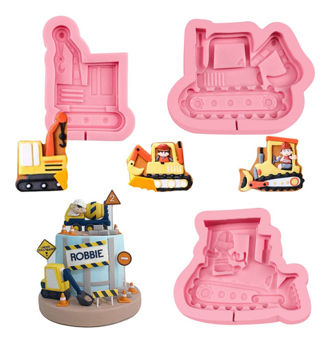 Molde Para Fondant Para Excavadora Con Dibujos Animados Para