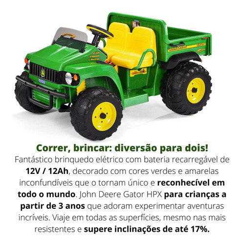 Trator Elétrico Peg Perego John Deere Gator Hpx 12v 2 Lugare