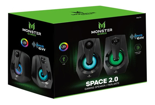 Parlante Monster Games Space 2.0 Led Rainbow - Revogames