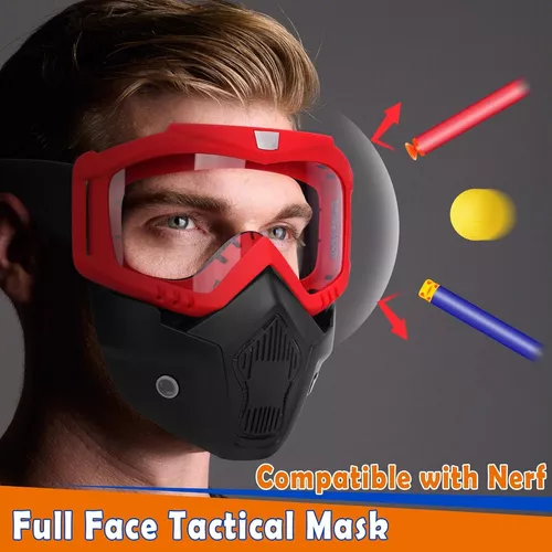 POKONBOY Paquete de 2 máscaras tácticas con gafas compatibles con Nerf  Rival, Apolo, Zeus, Khaos, Atlas y Artemis Blasters Rival, máscara roja y  azul
