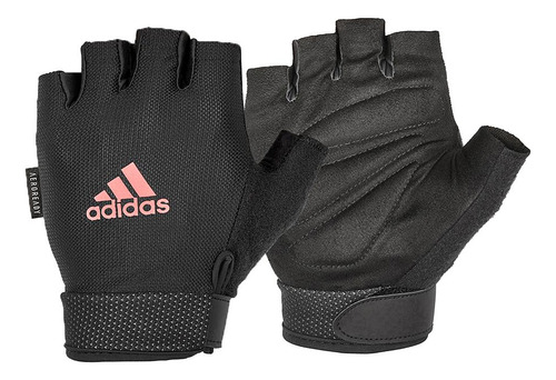 Guante Para Gimnasio Entrenamiento Negro Logo Rosa M adidas