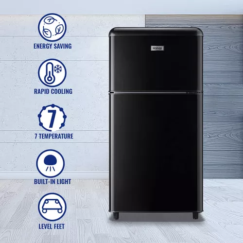 Mini refrigerador retro con congelador: mini refrigerador de 3.2 pies  cúbicos con 2 puertas, refrigerador pequeño compacto de ahorro de energía