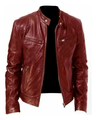 Chaqueta De Cuero For Hombres Slim Forrado De Talla Grande