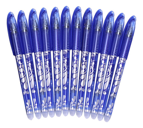 12 Bolígrafos De Tinta De Gel Borrables, De Papelería, Azul