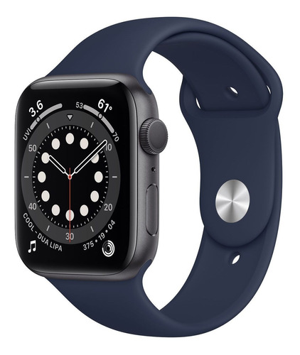 Apple Watch  Series 6 (GPS) - Caixa de alumínio cinza-espacial de 44 mm - Pulseira esportiva marinho-escuro