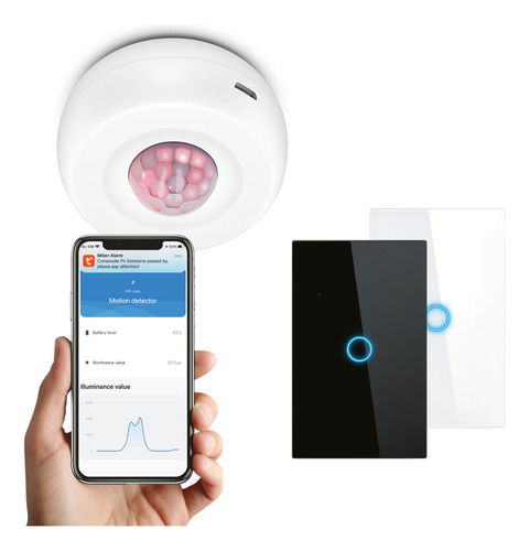 Kit Sensor Movimiento+interruptor Wifi, Control Luces Smart