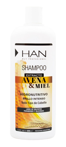 Han Avena Y Miel Shampoo Reparador Brillo Sin Sulfatos 500ml