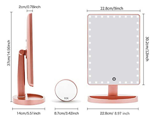 Espejo Grande De Maquillaje Funtouch Iluminado (modelo Xl),