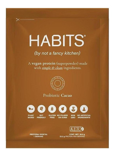 Habits Proteína Vegana Sabor Cacao Caja Con 16 Sobres De 30.
