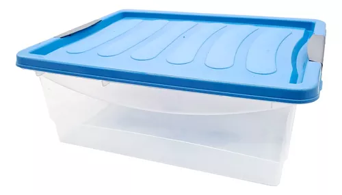 Caja Organizadora Plastica Apilable 75 Lts Con Tapa Y Ruedas Linea