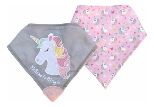 Set 2 Baberos Tipo Bandana Gris