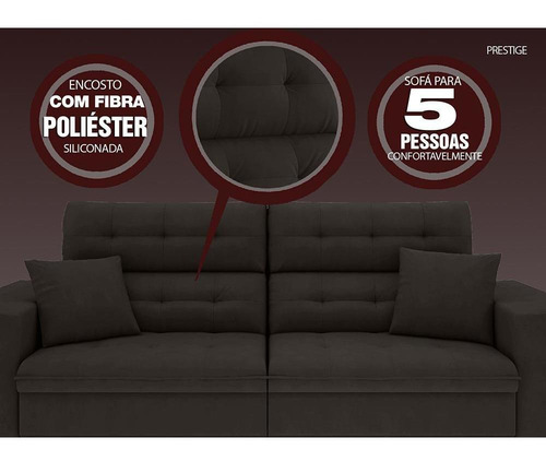 Sofá 5 Lugares Retrátil E Reclinável Prestige 2,50m Cor Chocolate