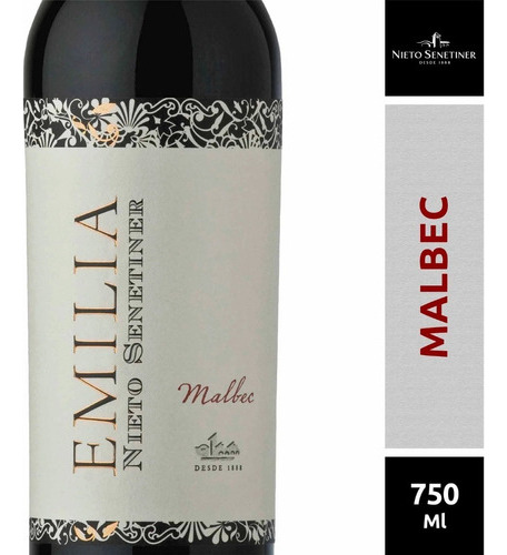 Vino Tinto Emilia Malbec 750cc Bodego N. Senetier Pack X2