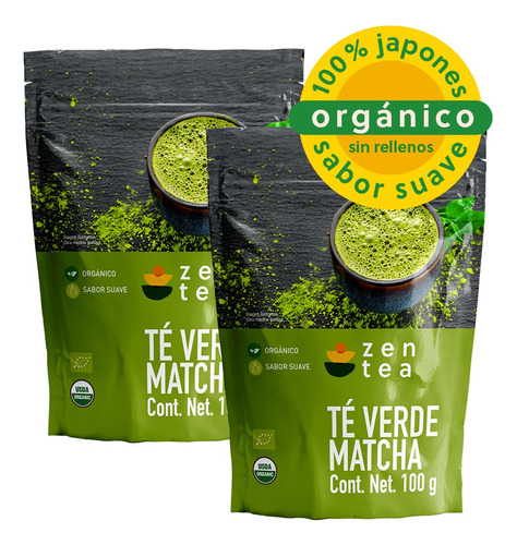 Té Verde 100% Matcha Zen Tea Orgánico 200 Grs *sin Rellenos*