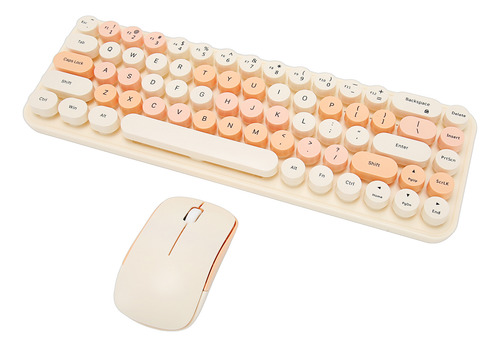 Combo De Mouse Del Teclado 2.4ghz Wireless Cute Retro 68