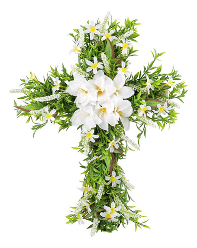 Xiaery Corona De Lirios Con Forma De Cruz De Pascua,