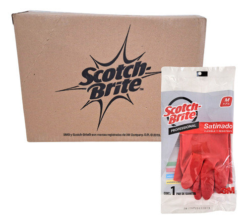 Guante Satinado Scotch-brite Rojo Mediano 7-7 1/2 C/24 Rojo