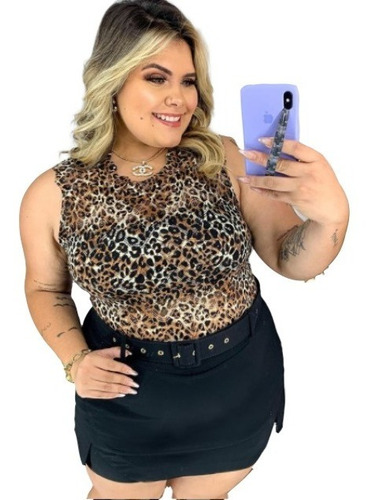 Imagem 1 de 5 de Short Saia Plus Size Com Cinto 48 Ao 52 Super Confortável
