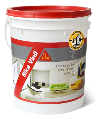 Pintura Latex Interior Super Lavable  4lts Sika Vinil Blanca