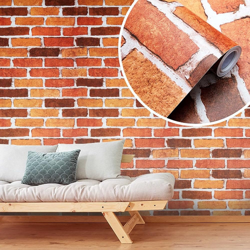 ~? Qianglive Vintage Faux Red Brick Wallpaper Peel And Stick