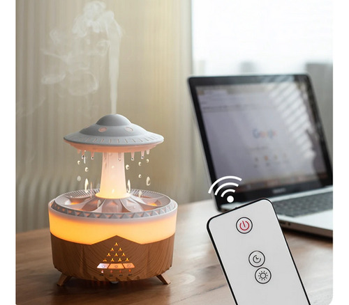Umidificador Difusor De Nave Espacial Com Gotas De Chuva Led