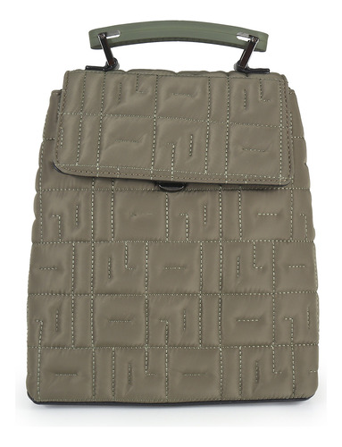 Mochila Para Mujer Cloe Nylon Diseño Acolchado Color Verde Musgo