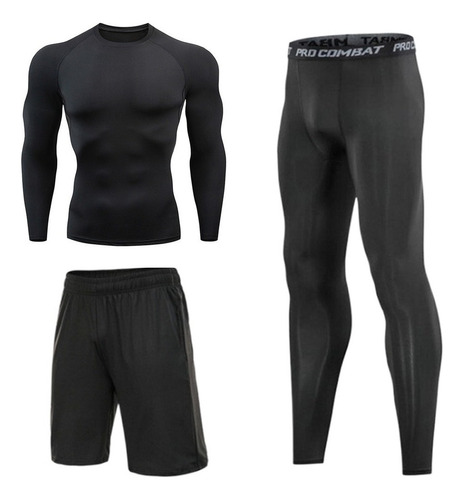 Conjunto De Playera+pantalón D/compresión De Correr P/hombre