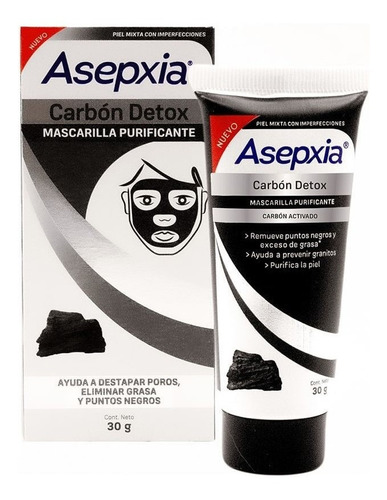 Asepxia Mascarilla Purificante Carbón Detox Peel Off 30 Gr