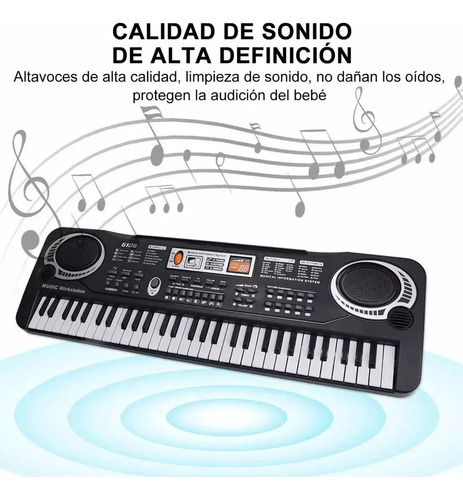 X 61 Teclas Electrónico Piano Digital Musical Con Micrófono