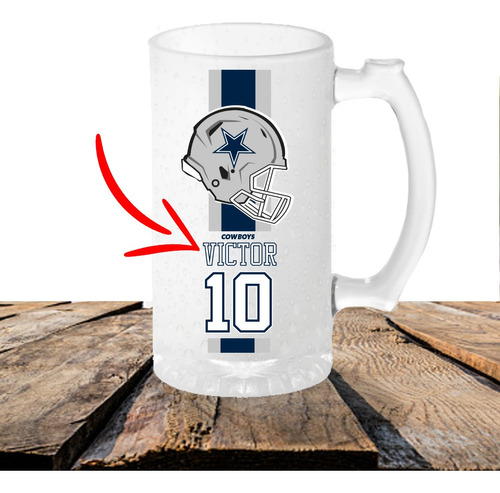 Tarro Para Cerveza Personalizado Dallas Cowboys Con Nombre