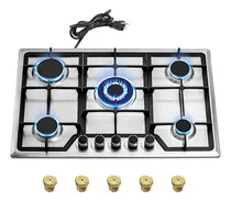 Comprar Parrilla Estufa De Gas Acero Inoxidable 5 Quemadores Cocción Color Plateado