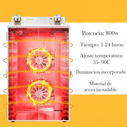 Deshidratador Eléctrico 18 Bandejas Alimento Fruta Carnes