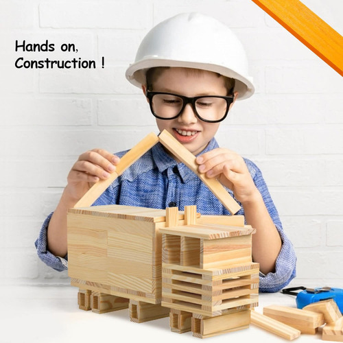 Juego De Bloques De Construcción De Madera De 100 Piezas