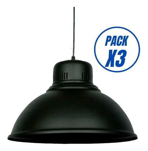 Imagen 2 de 9 de Pack X3 Lampara Colgante Galponera Industrial 40 Cm