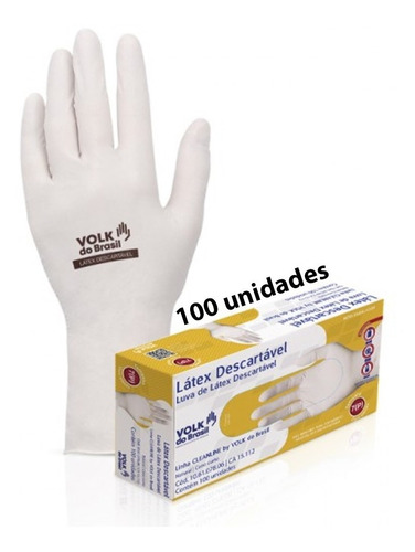 Luvas descartáveis Volk do Brasil Descartável cor branco tamanho  G de látex com pó x 100 unidades 