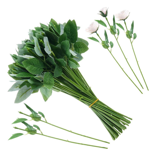 Cdoky 50 Piezas 13 Tallos De Rosas Con Hojas, Tallos De Flor