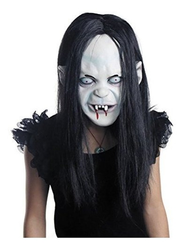 Luoem Halloween Horror Grimace Ghost Mask Long Wig Hair Grud