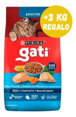 Gati Gato Adulto Pescado Y Salmon X 15 + 3 Kg - Happy Tails