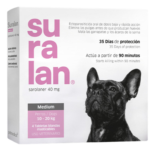 Antiparasitario Suralan 4 Comp. Perro 10-20kg Color Marrón