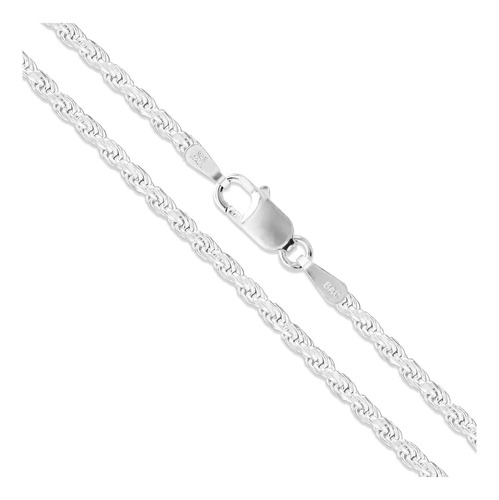 Cadena De Cuerda De Corte De Diamante De Plata Esterlina 2