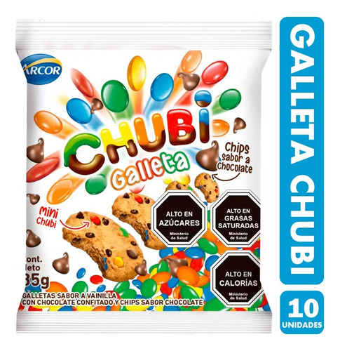 Chocolate Chubi Pack 10 Unidades Colacion Galleta