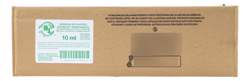 Jeringa Dl 10 Ml Con Aguja 21gx32mm 100 Piezas 10 Ml