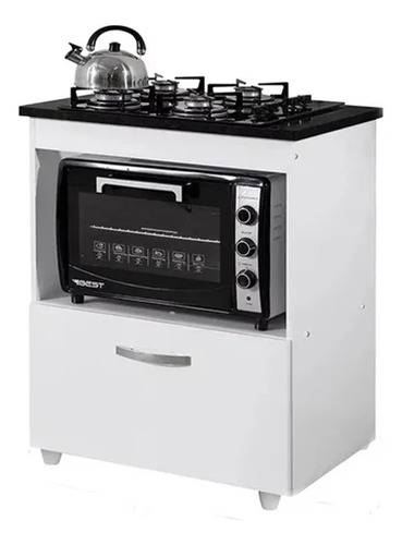 Balcão Cooktop 1 Porta Cristal Branco