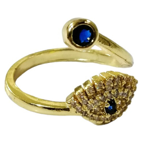 Anillo Dorado Ojo Turco Azul Evil Eye Oro Laminado