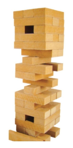 Jogo Caiu Perdeu Brinquedo Torre Jenga Equilíbrio Mdf 54 Pçs
