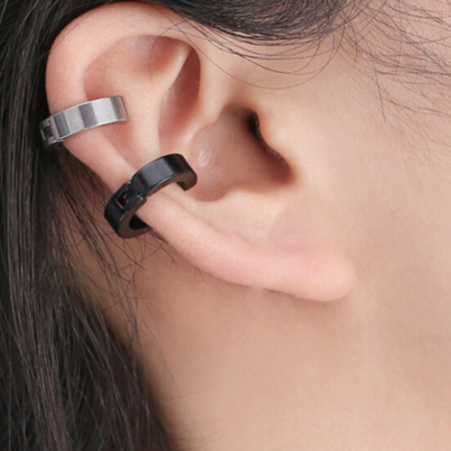 Argollas Hombre Aros Mujer X2 Pares A Presión Negro Y Plata