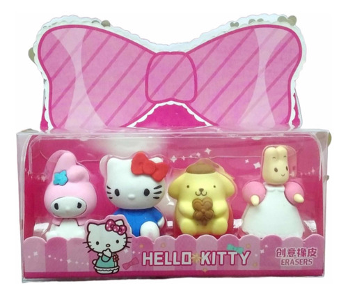Set 4 Borrador Hello Kitty Colección Sanrio Papelería Kawai