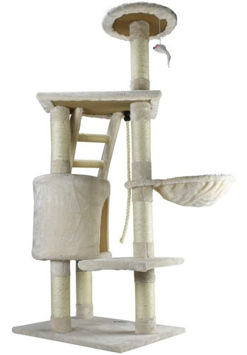 Mueble Casa Hamaca Gato 120cm Madera/felpa Fancy Pets Color Beige